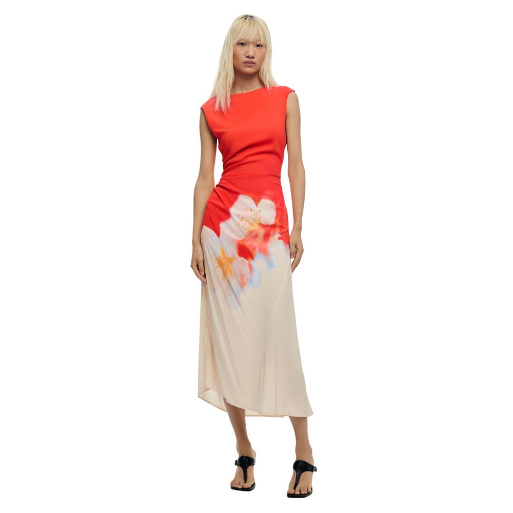Desigual Orange Viscose Long Dress - Eljoys Fashion 