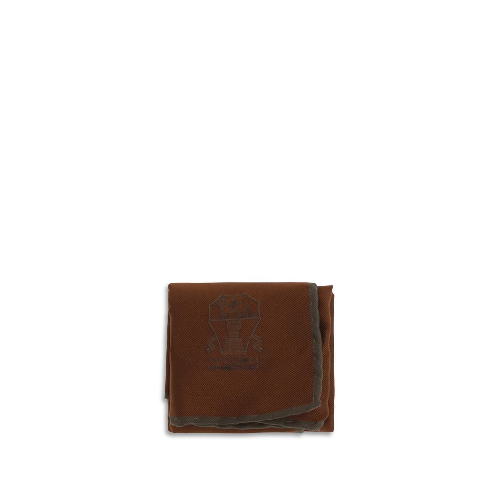 Brunello Cucinelli Brown Silk Pocket Square - Eljoys Fashion 