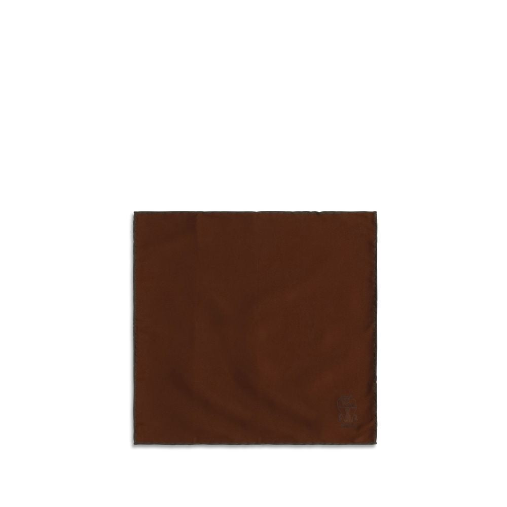 Brunello Cucinelli Brown Silk Pocket Square - Eljoys Fashion 