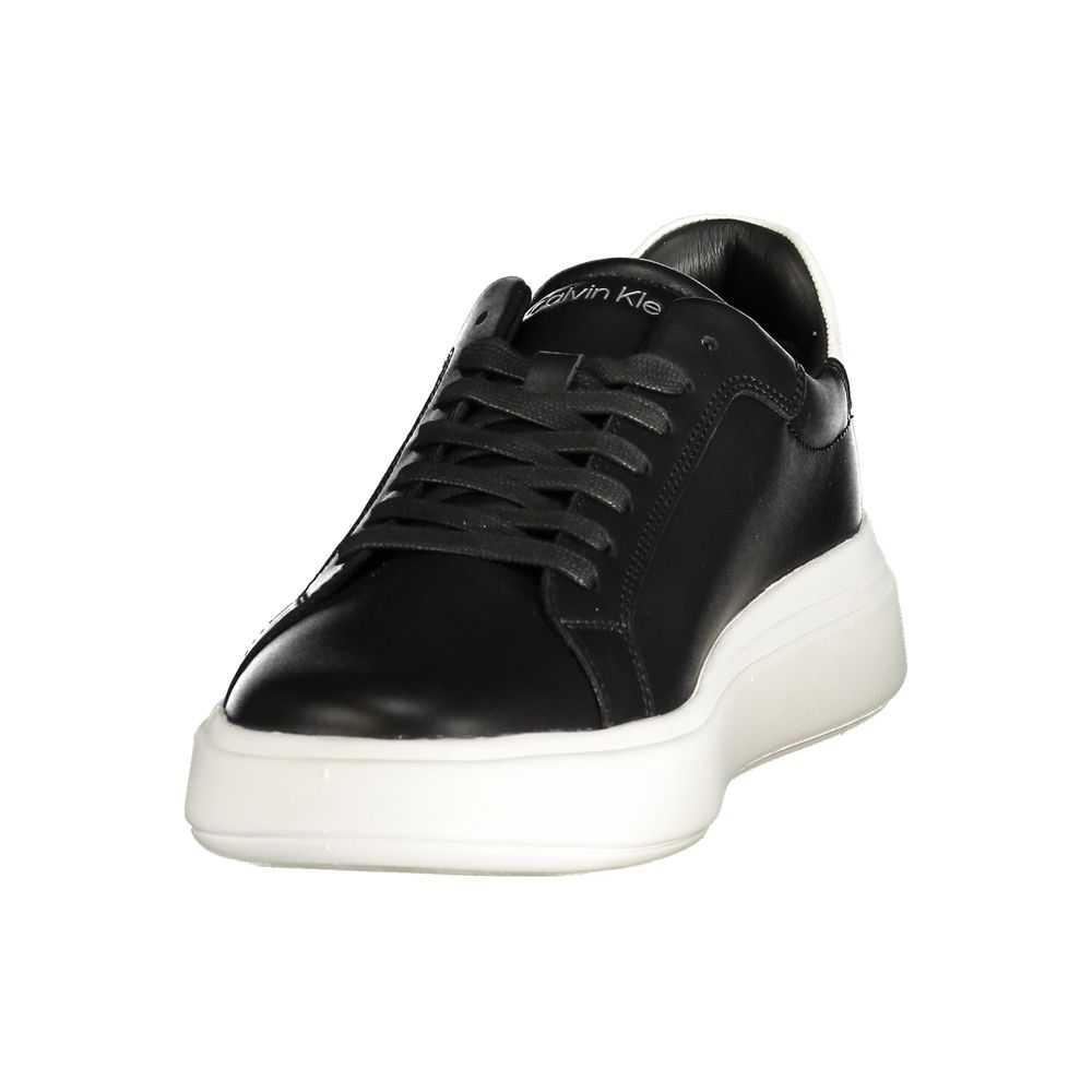 Calvin Klein Black Leather Men's Sneaker - Eljoys Fashion 