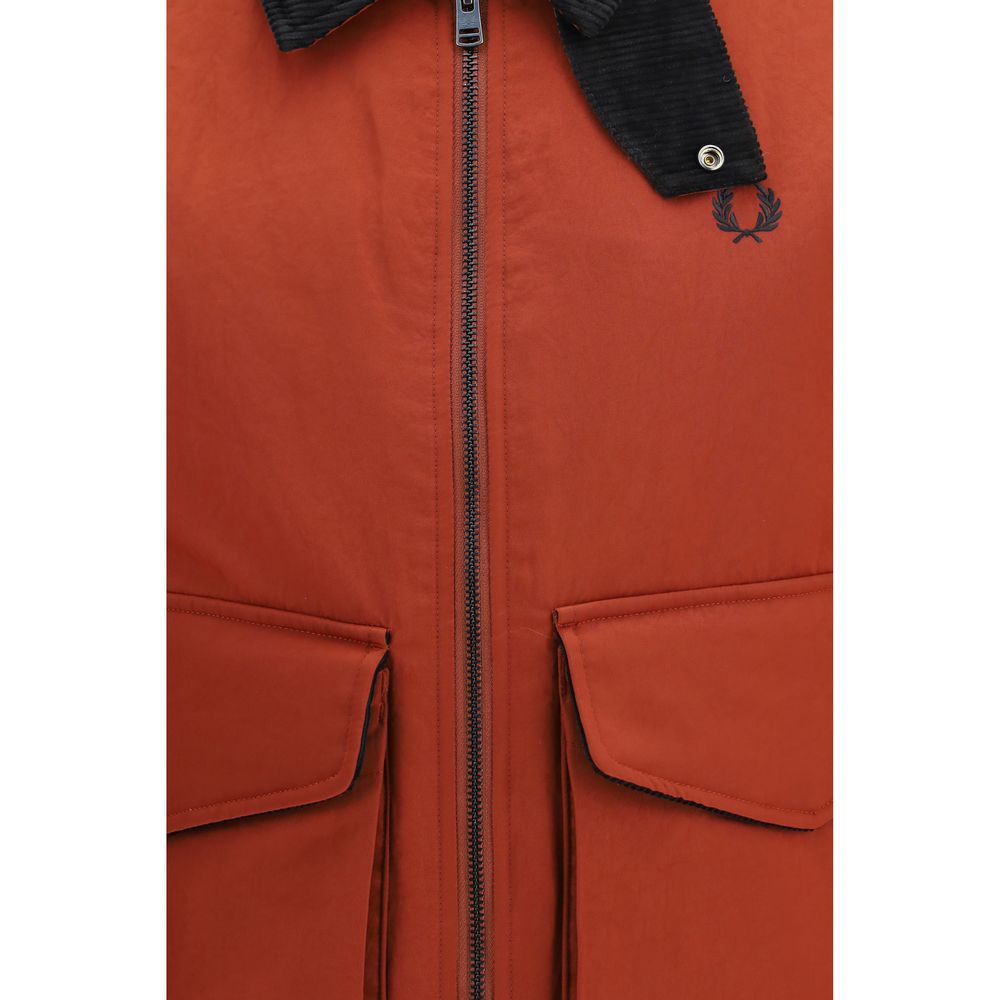Fred Perry Red Recycled Polyamide Full-Length Jacket - Eljoys Fashion 