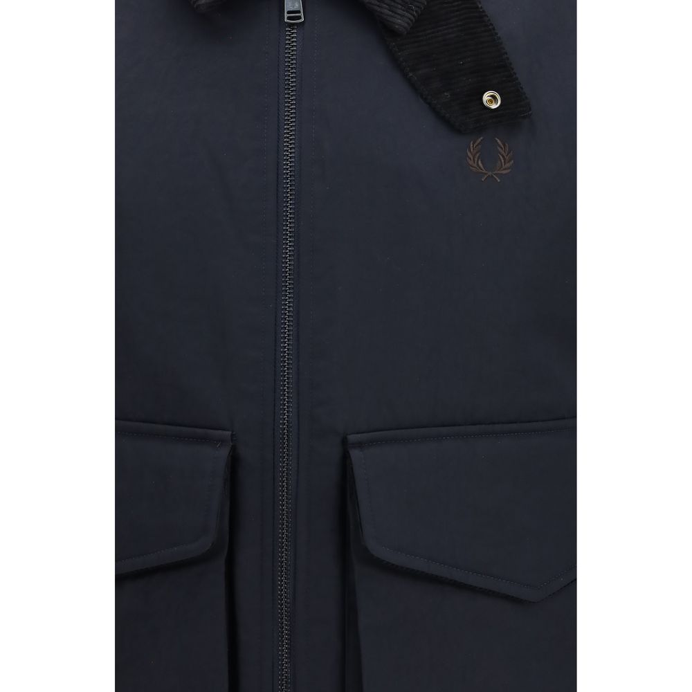 Fred Perry Blue Recycled Polyamide Full-Length Jacket - Eljoys Fashion 