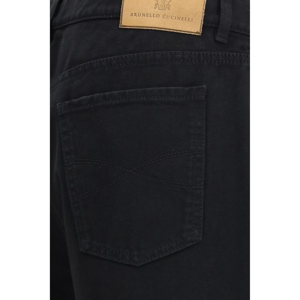 Brunello Cucinelli Black Cotton High-Waisted Jean - Eljoys Fashion 