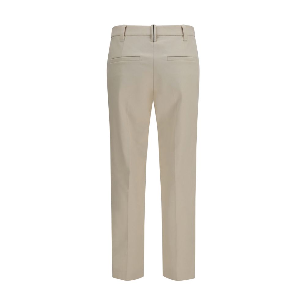 Brunello Cucinelli Beige Cotton Dress Pants - Eljoys Fashion 
