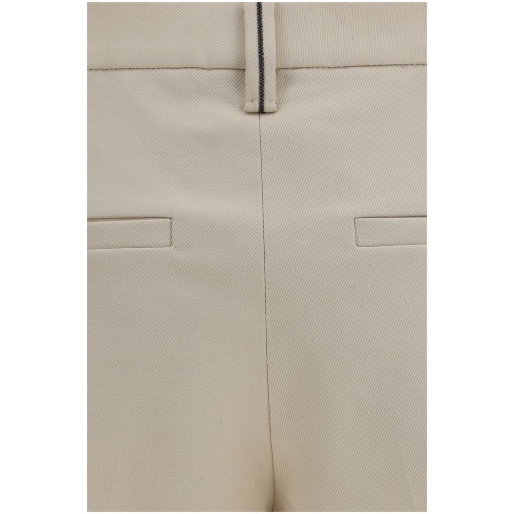 Brunello Cucinelli Beige Cotton Dress Pants - Eljoys Fashion 