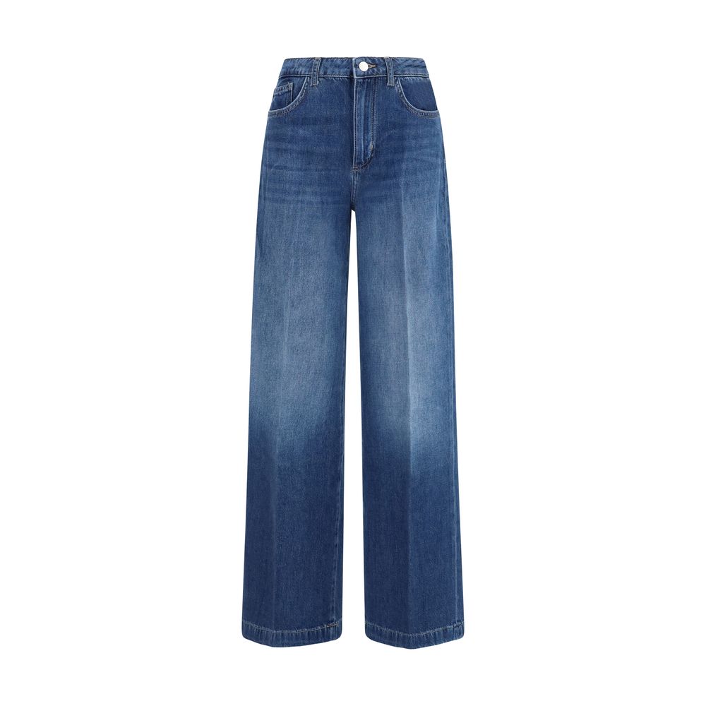 L'Agence Blue Cotton Relaxed Fit Jeans