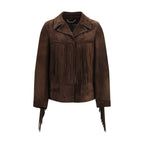 Golden Goose Brown Suede Leather Leather Jacket - Eljoys Fashion 