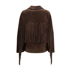Golden Goose Brown Suede Leather Leather Jacket - Eljoys Fashion 