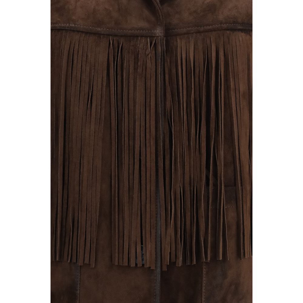 Golden Goose Brown Suede Leather Leather Jacket - Eljoys Fashion 
