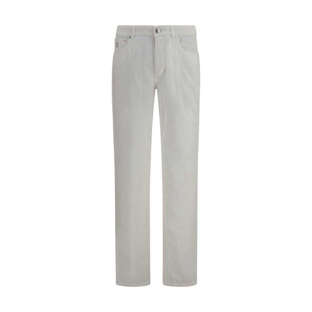 Brunello Cucinelli White Cotton Casual Pants - Eljoys Fashion 