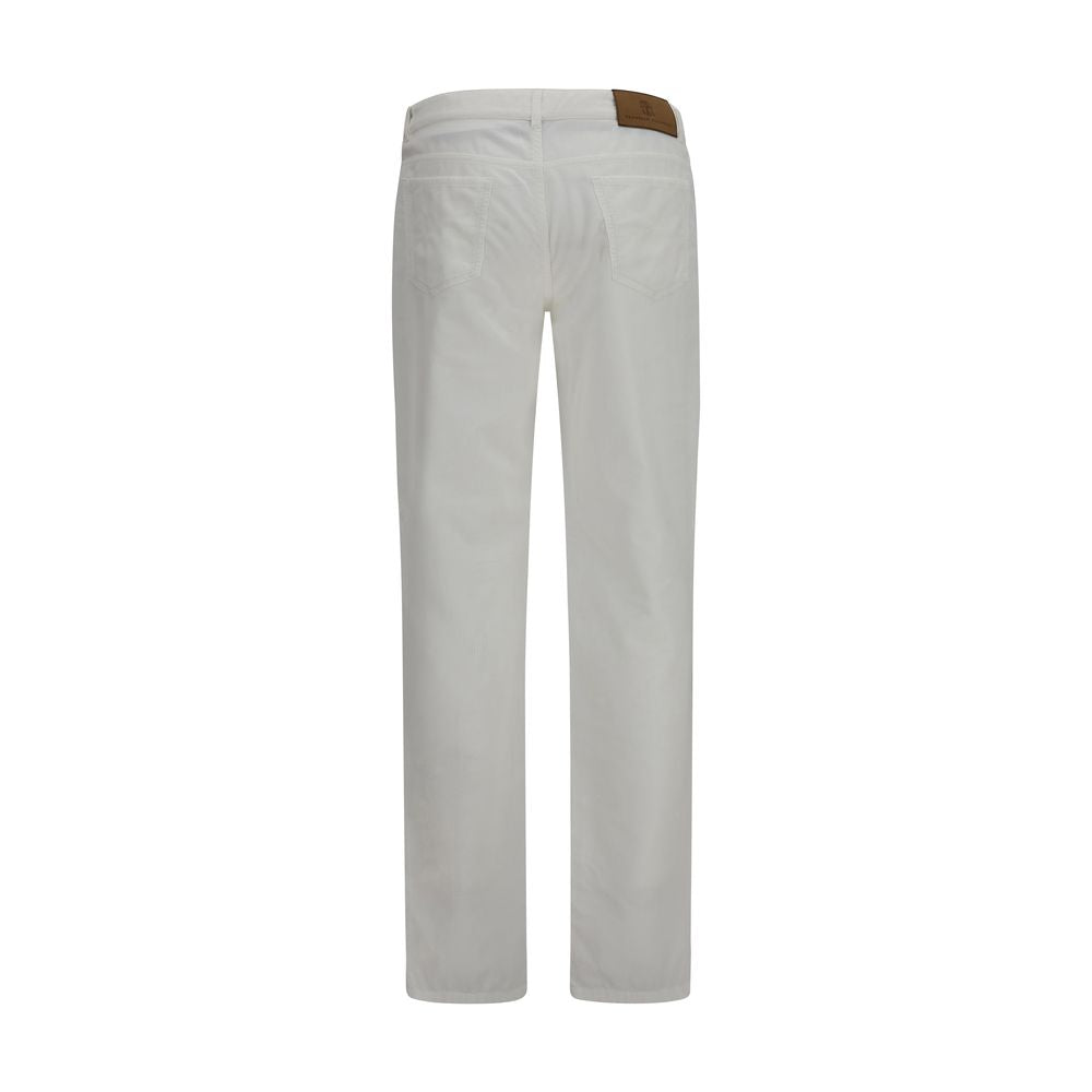 Brunello Cucinelli White Cotton Casual Pants - Eljoys Fashion 