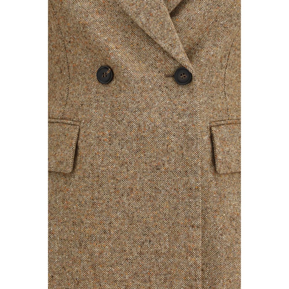 Brunello Cucinelli Beige Wool Oves Aries Full-Length Jacket - Eljoys Fashion 