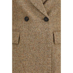Brunello Cucinelli Beige Wool Oves Aries Full-Length Jacket - Eljoys Fashion 