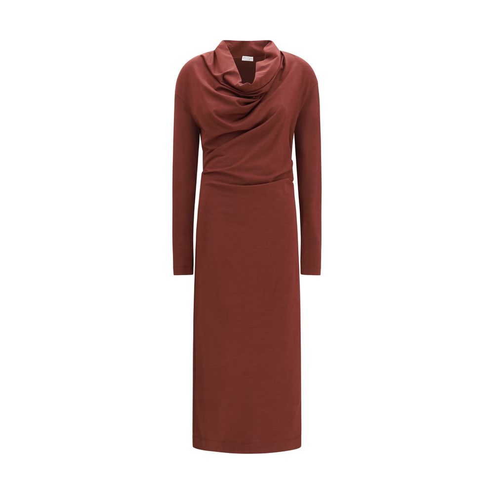 Brunello Cucinelli Bordeaux Wool Oves Aries Casual Dress - Eljoys Fashion 