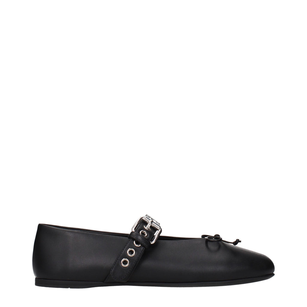 Miu Miu Black Leather Ballet Flats - Eljoys Fashion 