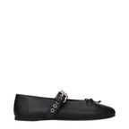 Miu Miu Black Leather Ballet Flats - Eljoys Fashion 