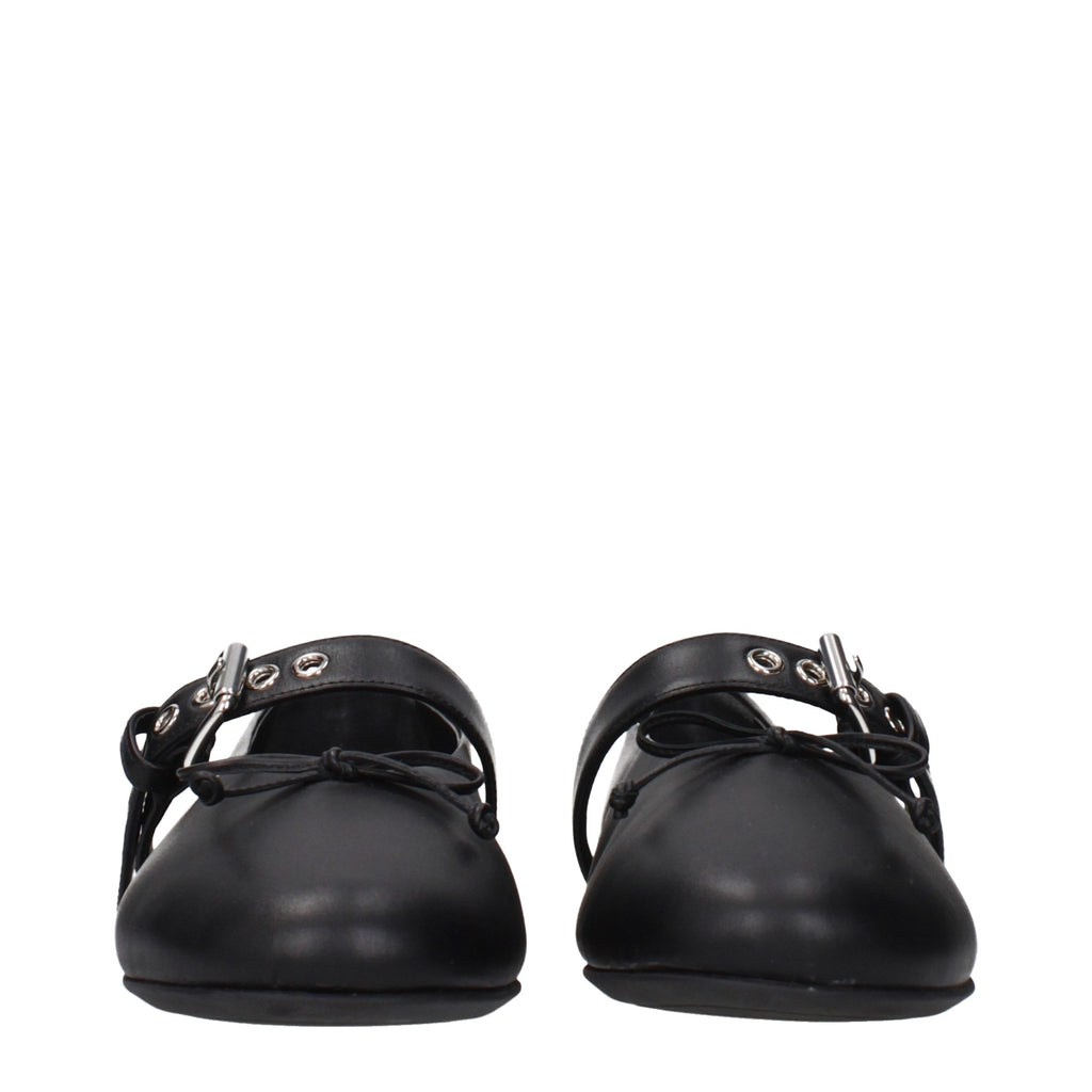 Miu Miu Black Leather Ballet Flats - Eljoys Fashion 