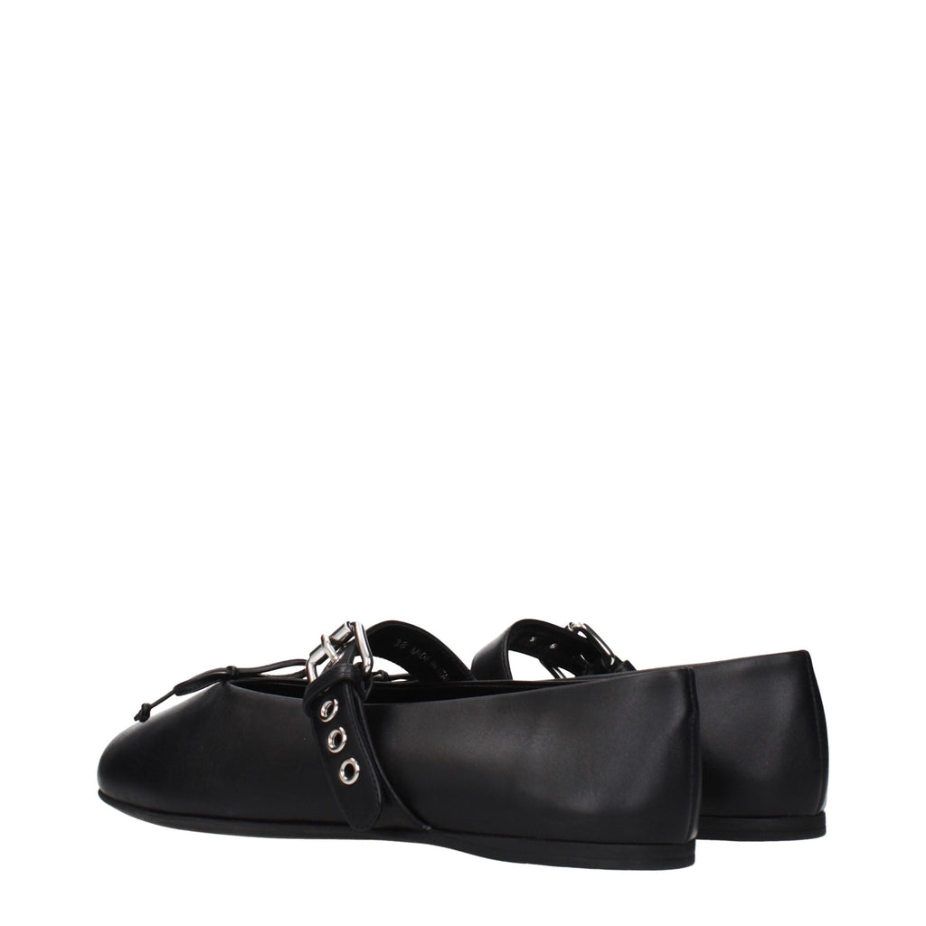 Miu Miu Black Leather Ballet Flats - Eljoys Fashion 
