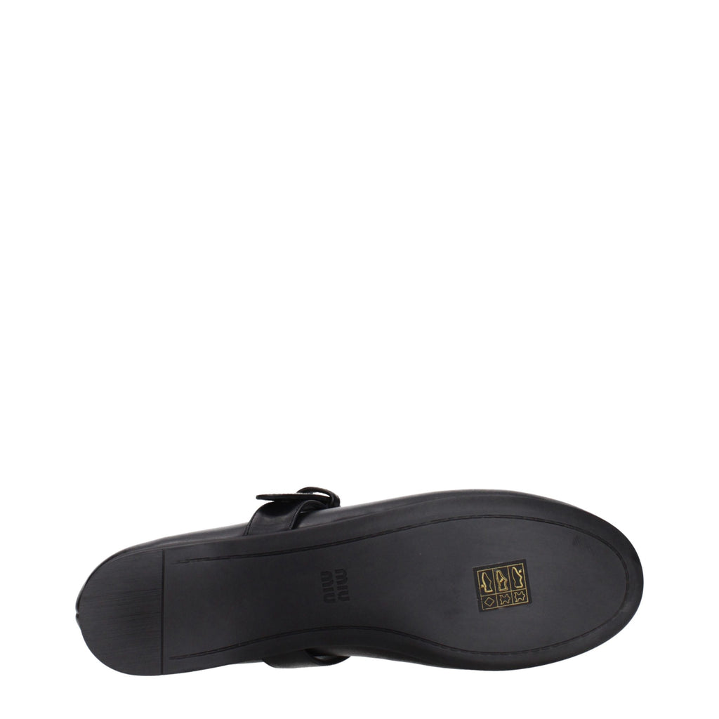 Miu Miu Black Leather Ballet Flats - Eljoys Fashion 