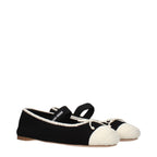 Miu Miu Black Fabric Ballet Flats - Eljoys Fashion 