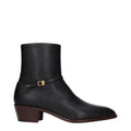 Valentino Garavani Black Leather Ankle Boots - Eljoys Fashion 