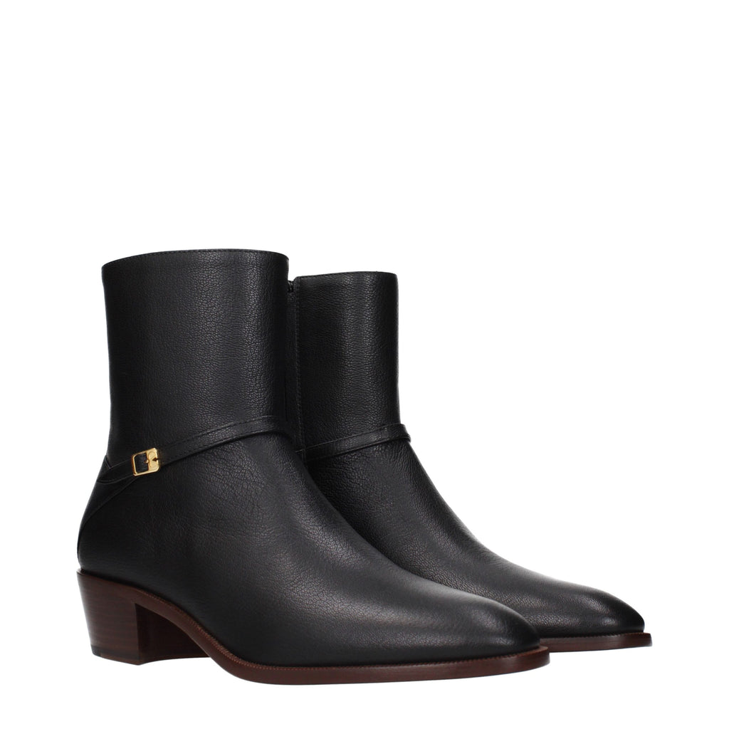 Valentino Garavani Black Leather Ankle Boots - Eljoys Fashion 