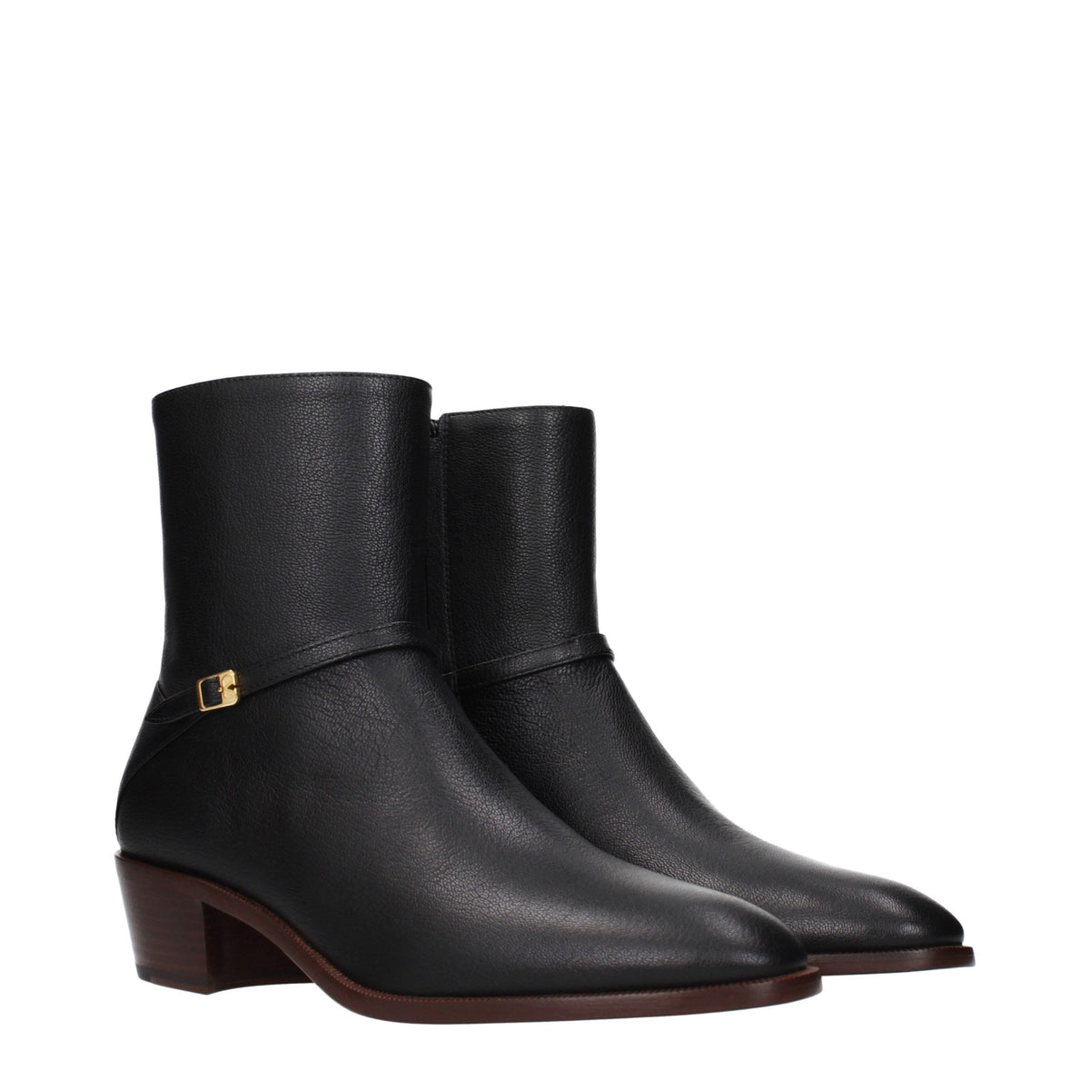 Valentino Garavani Black Leather Ankle Boots - Eljoys Fashion 