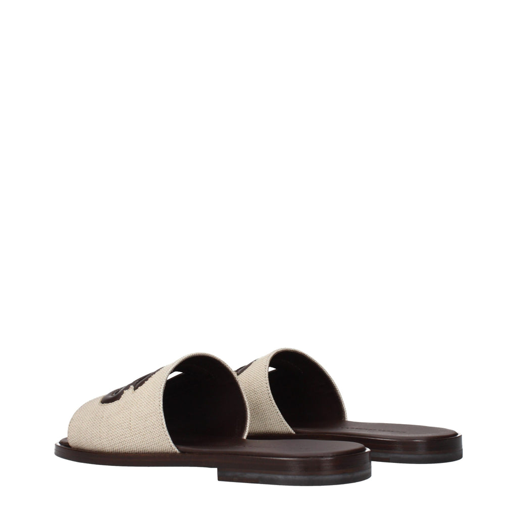 Dolce & Gabbana Beige Fabric Slippers - Eljoys Fashion 