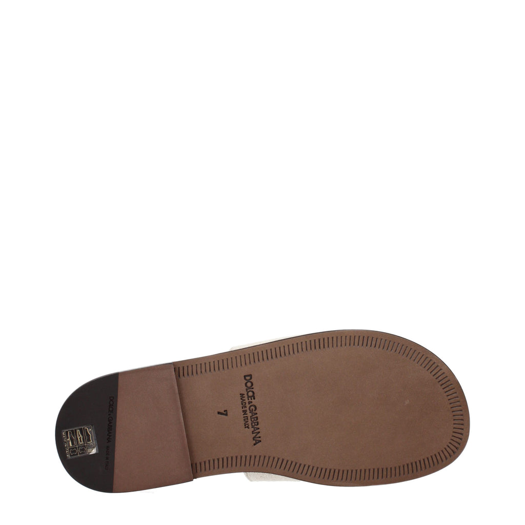 Dolce & Gabbana Beige Fabric Slippers - Eljoys Fashion 