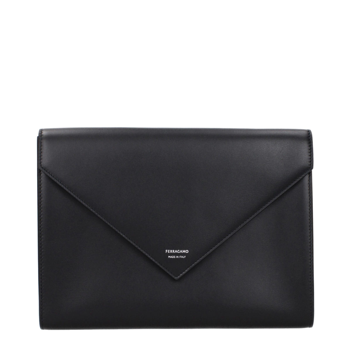 Ferragamo Black Leather Clutch Bag - Eljoys Fashion 