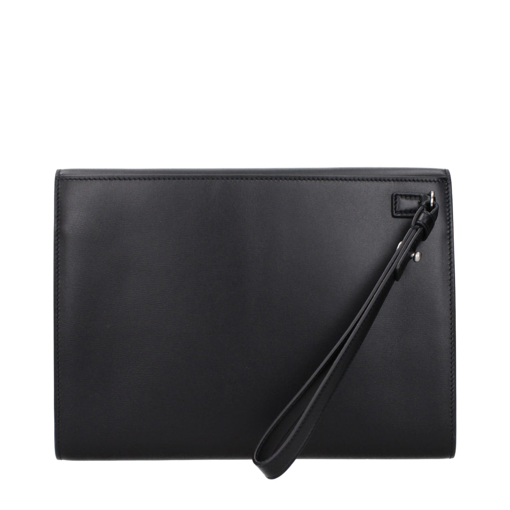 Ferragamo Black Leather Clutch Bag - Eljoys Fashion 