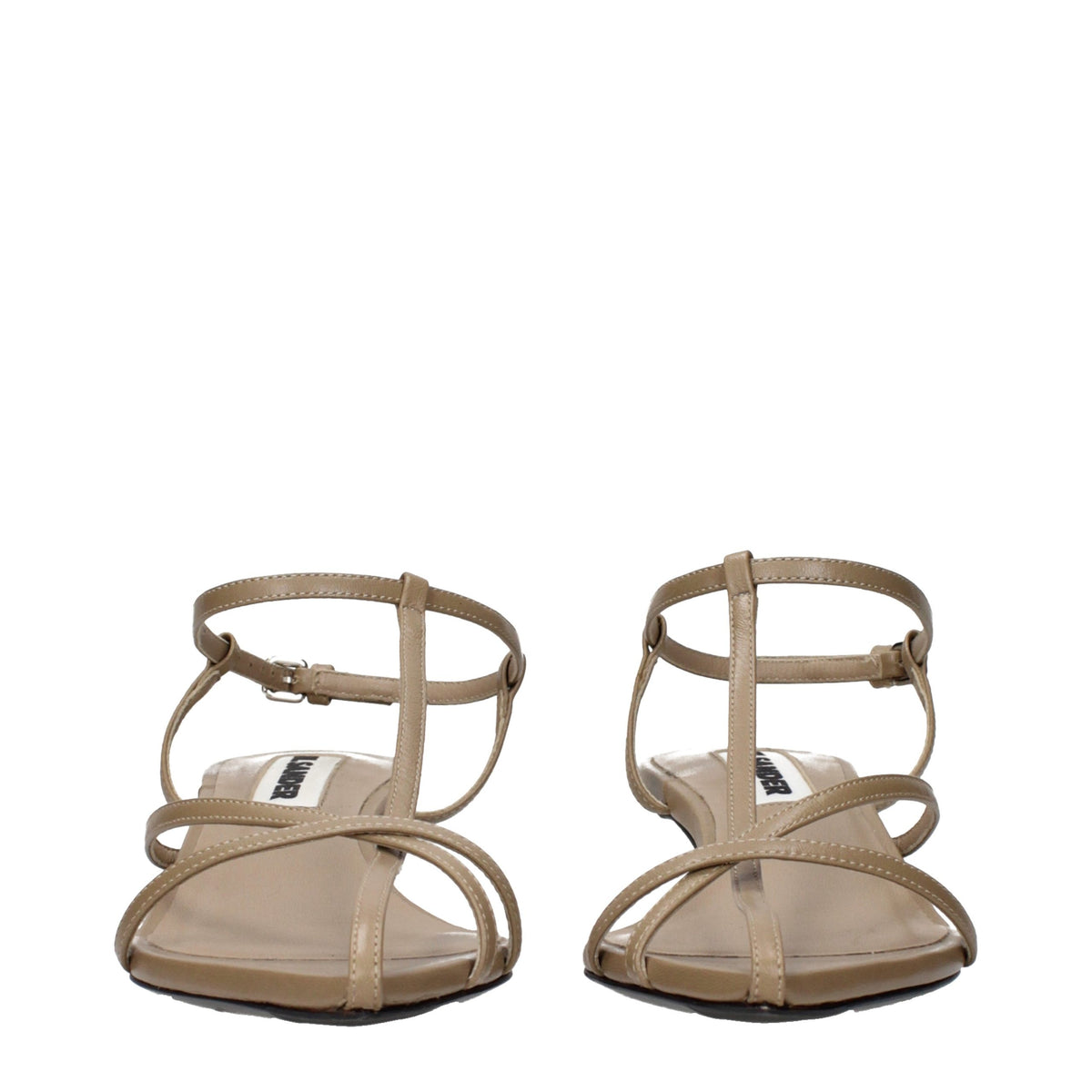 Jil Sander Beige Leather Flat Sandals - Eljoys Fashion 
