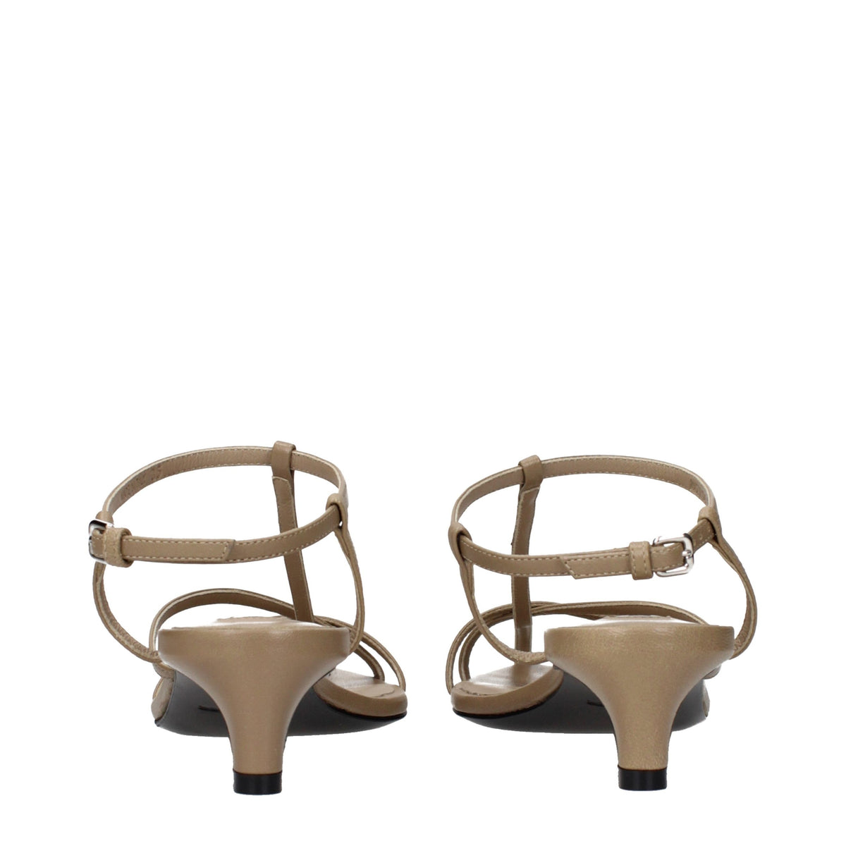 Jil Sander Beige Leather Flat Sandals - Eljoys Fashion 