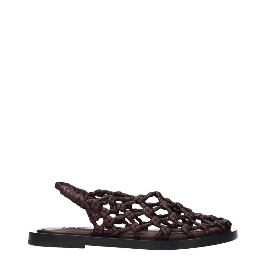 Jil Sander Brown Leather Flat Sandals - Eljoys Fashion 