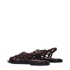 Jil Sander Brown Leather Flat Sandals - Eljoys Fashion 