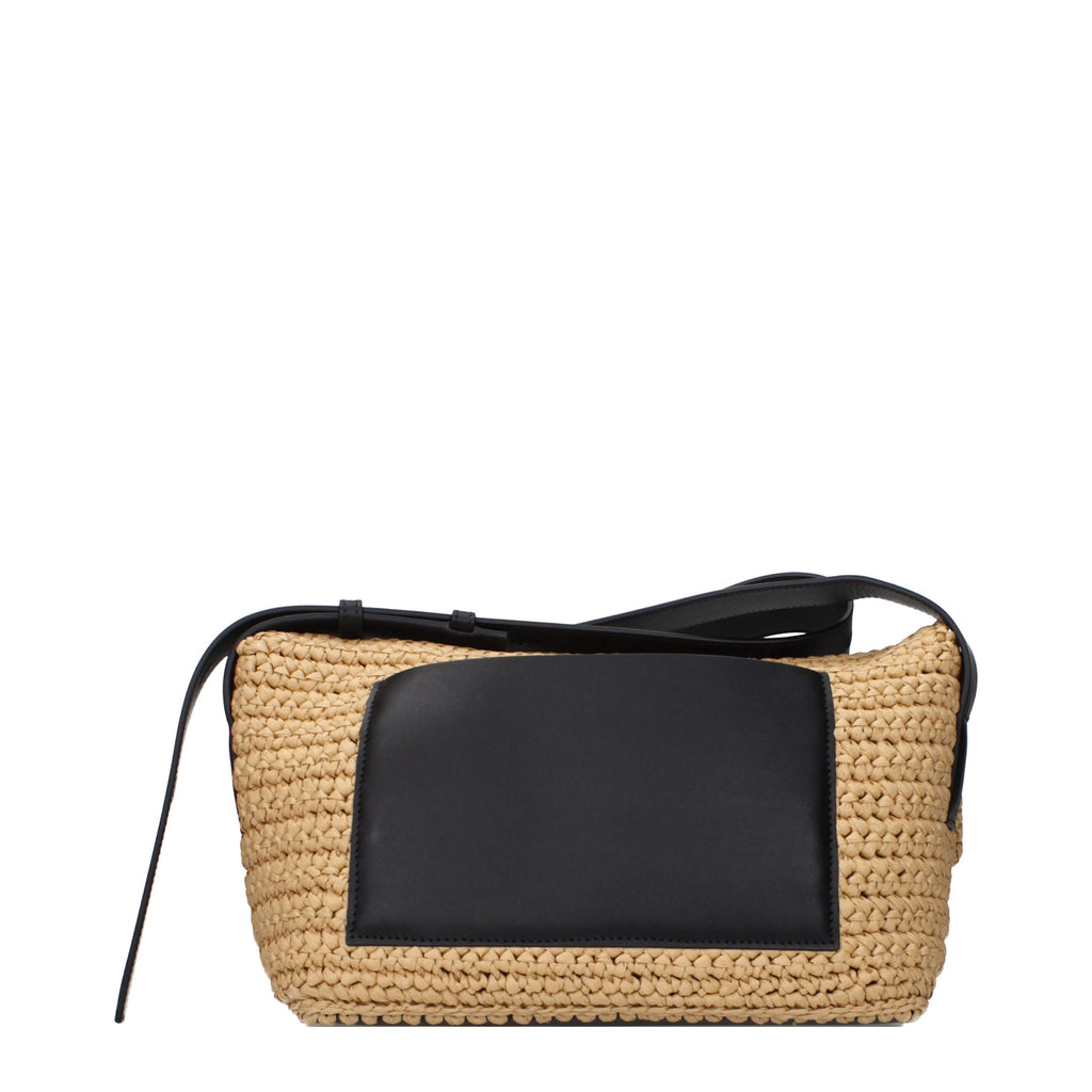 Jil Sander Beige Raffia Crossbody Bag - Eljoys Fashion 
