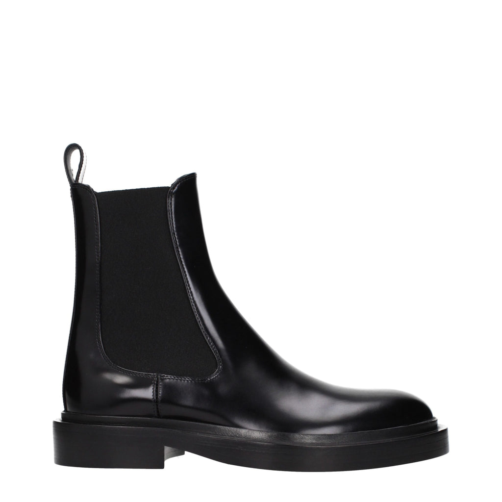 Jil Sander Black Leather Ankle Boots - Eljoys Fashion 