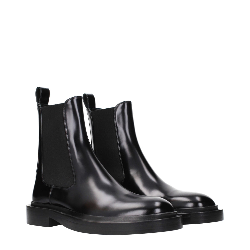 Jil Sander Black Leather Ankle Boots - Eljoys Fashion 