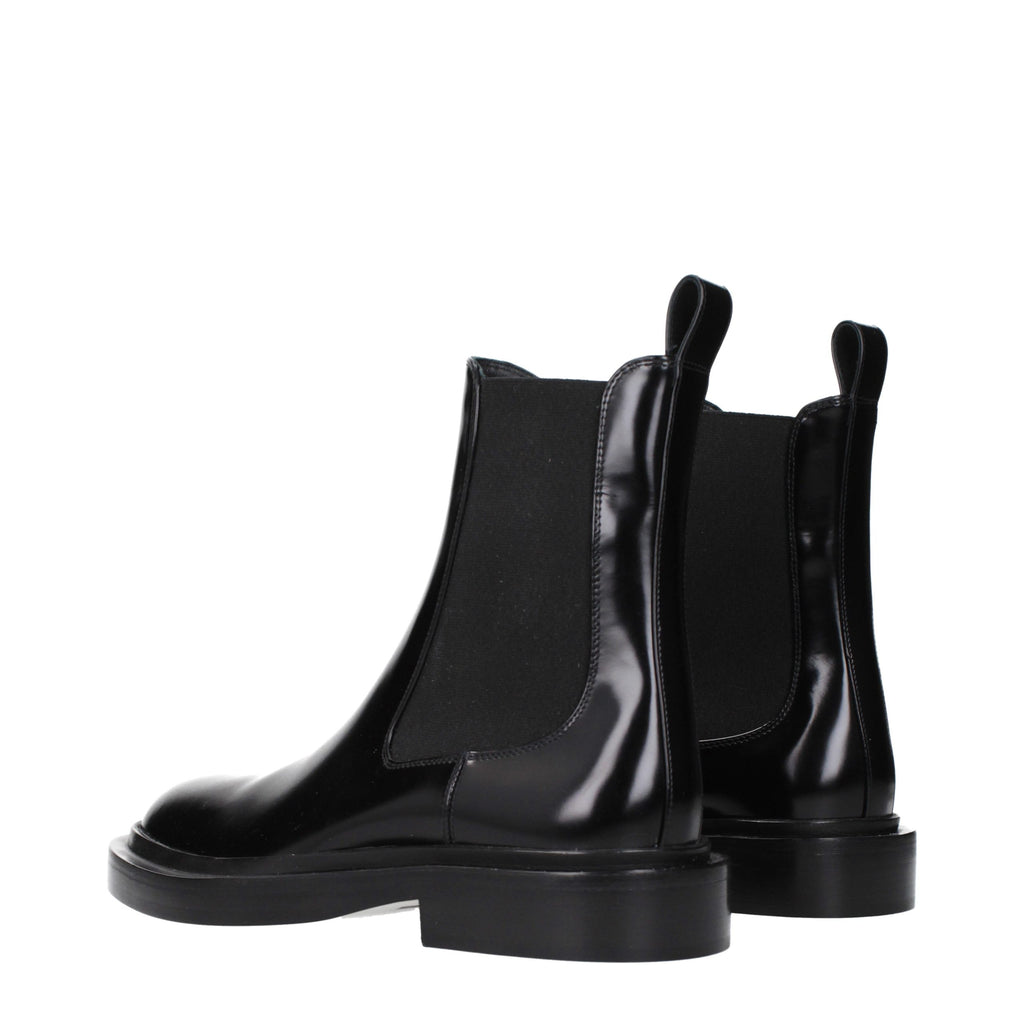 Jil Sander Black Leather Ankle Boots - Eljoys Fashion 