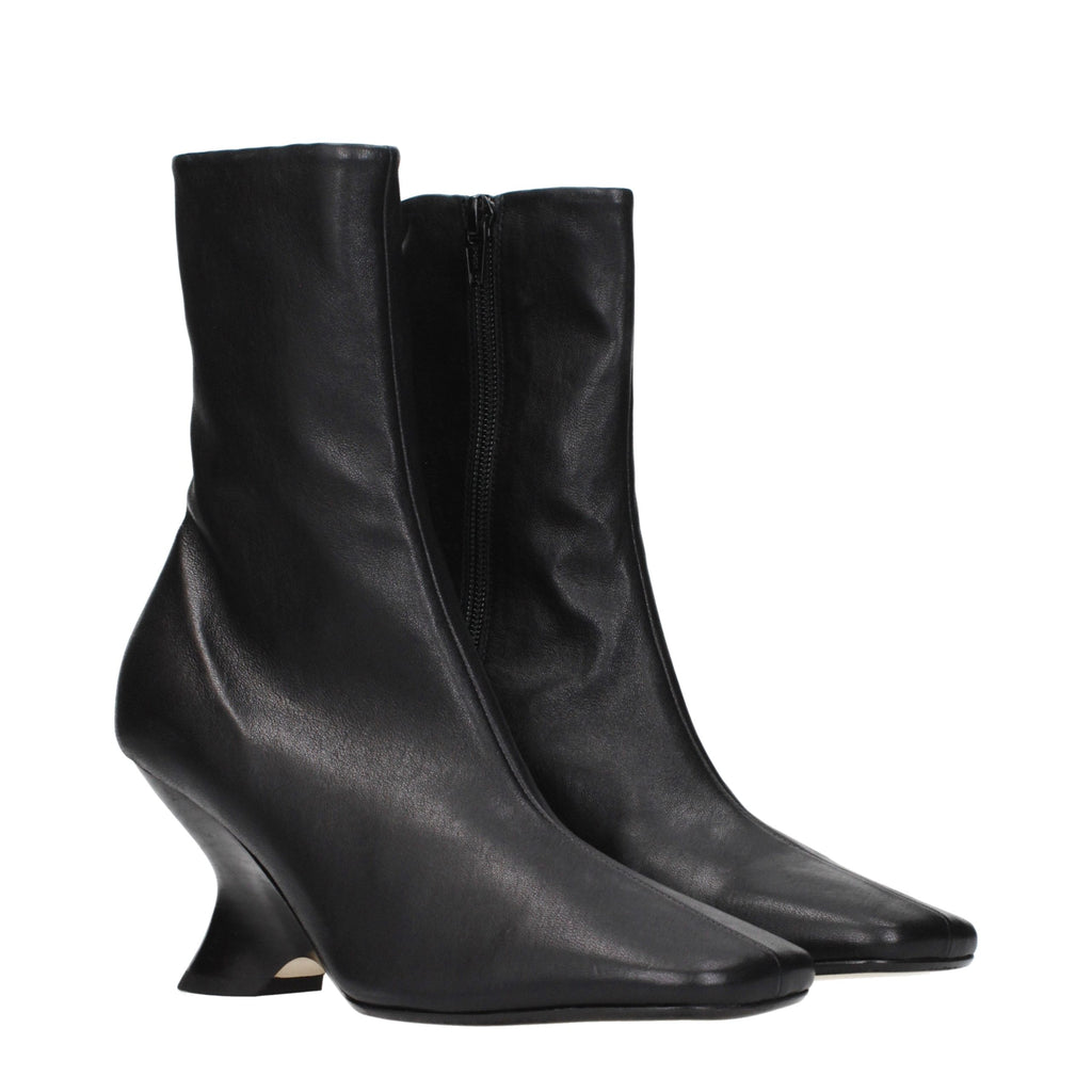 Dries Van Noten Black Leather Ankle Boots - Eljoys Fashion 