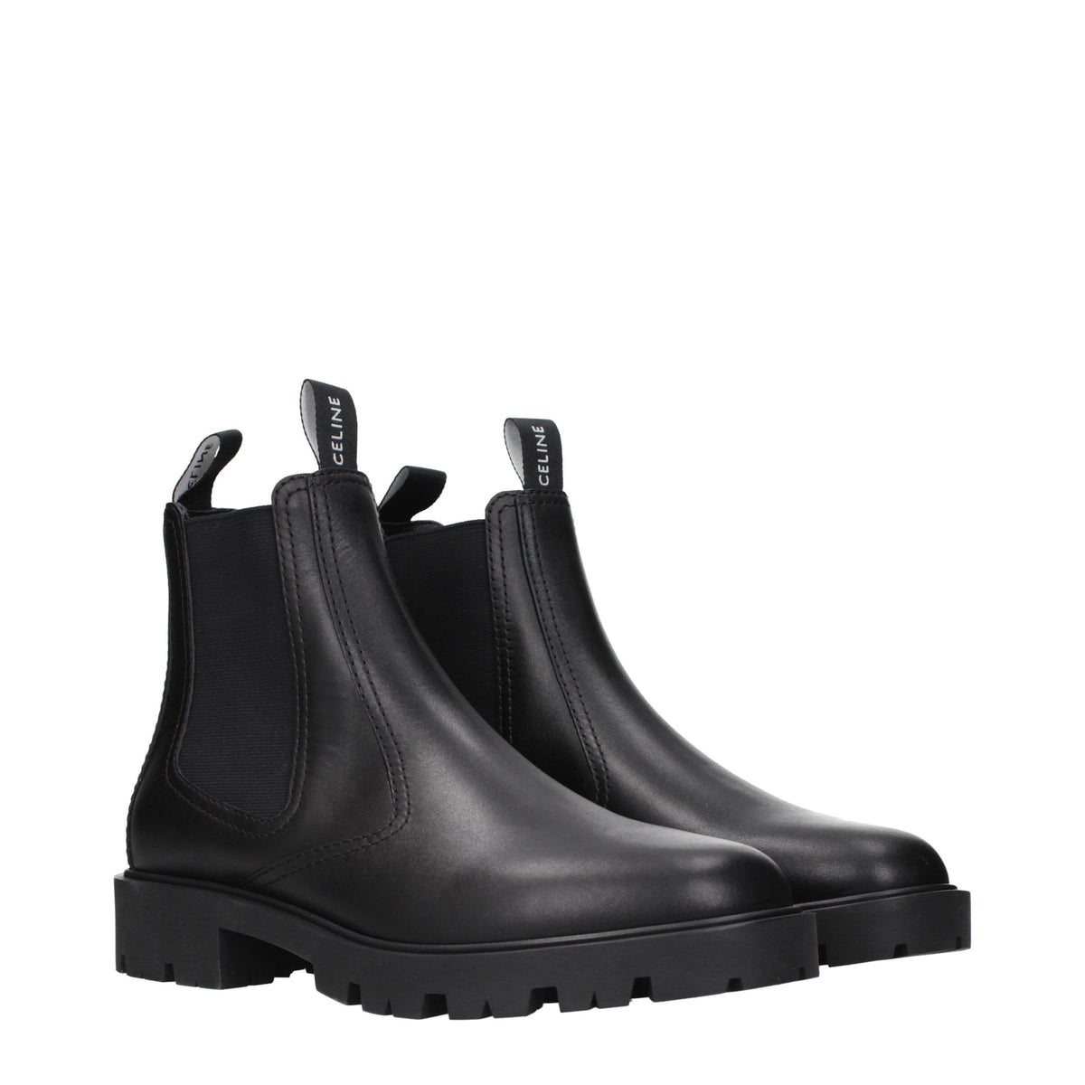 Celine Black Leather Ankle Boots - Eljoys Fashion 