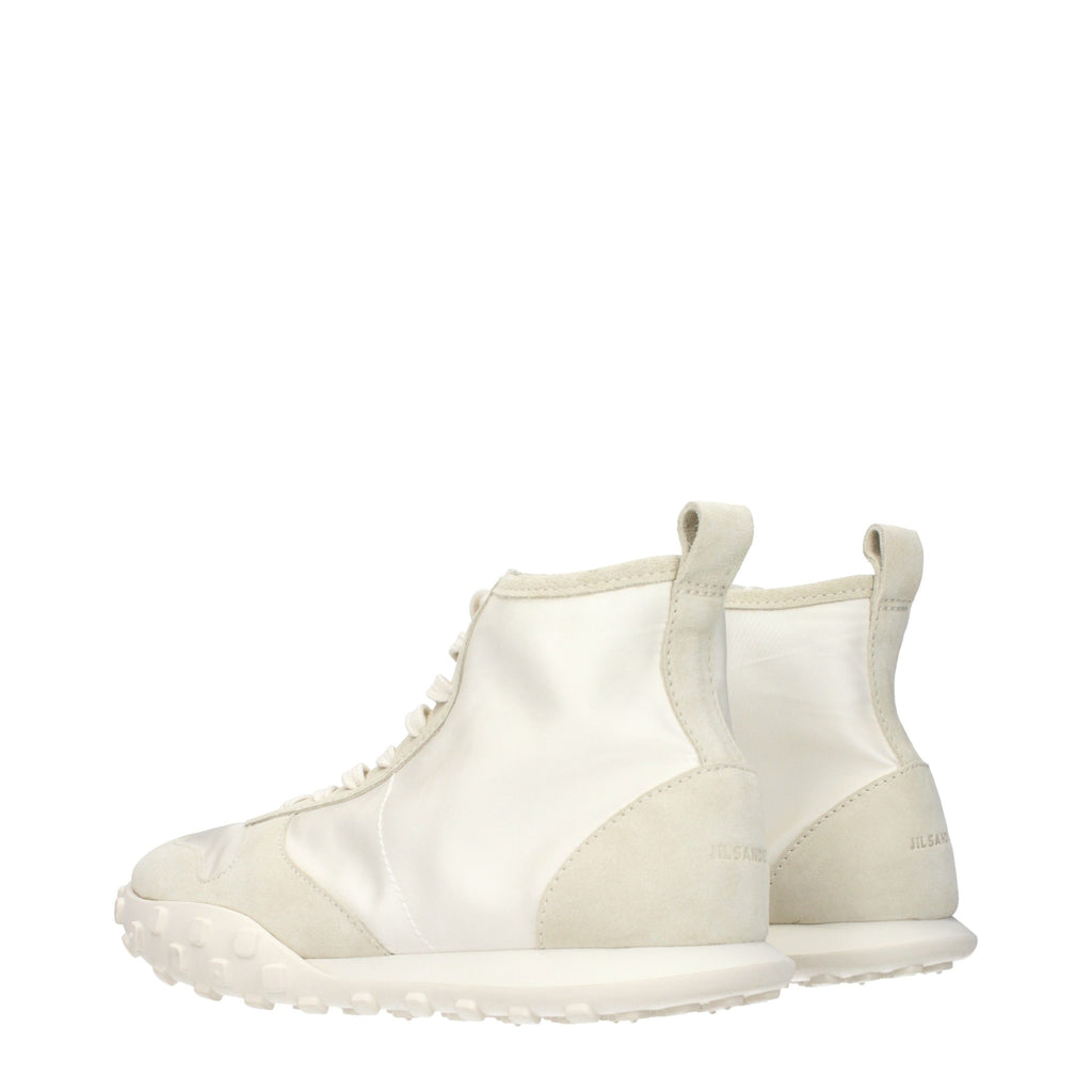 Jil Sander White Fabric High Top Sneakers - Eljoys Fashion 