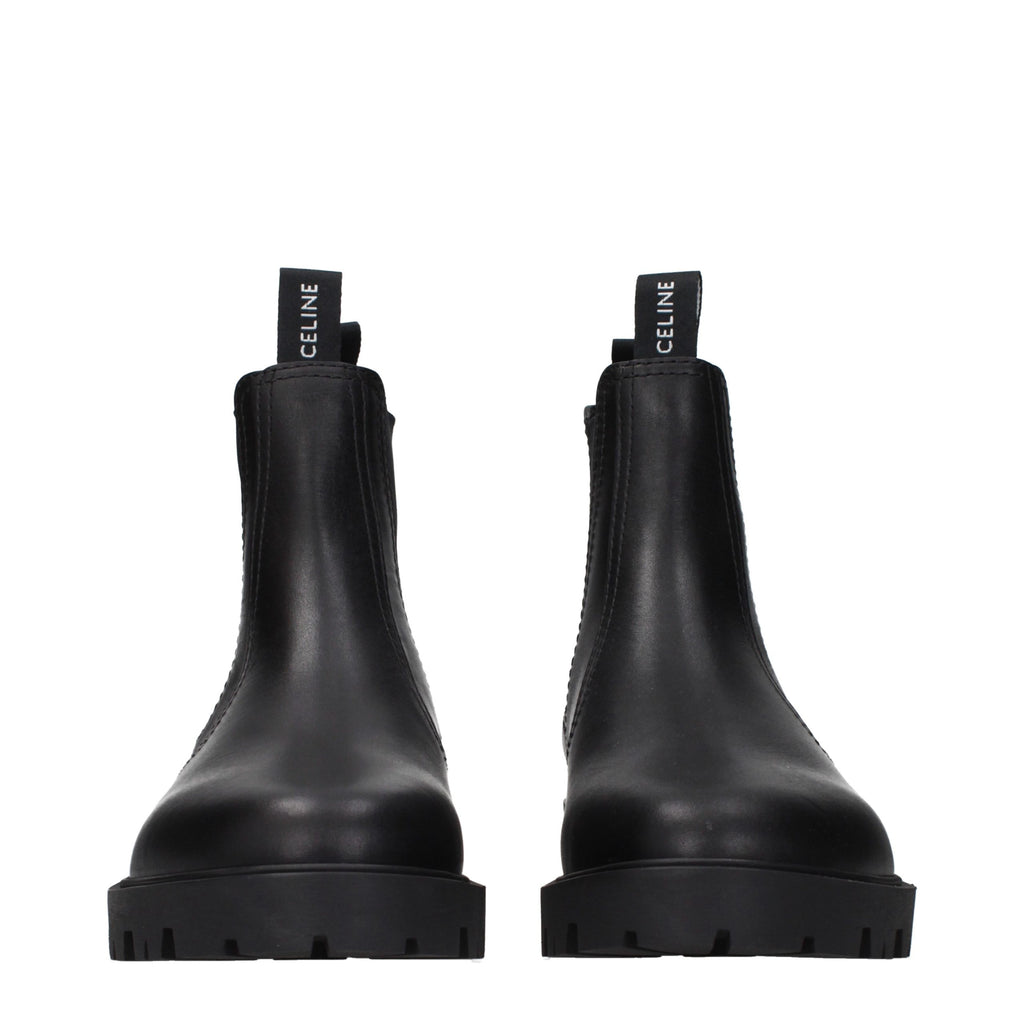 Celine Black Leather Ankle Boots - Eljoys Fashion 