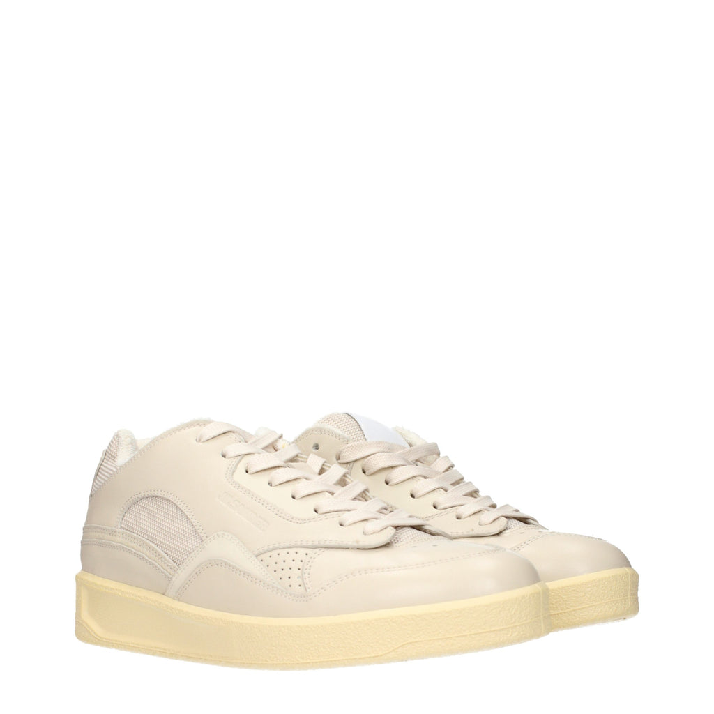 Jil Sander Beige Leather Low Top Sneakers - Eljoys Fashion 
