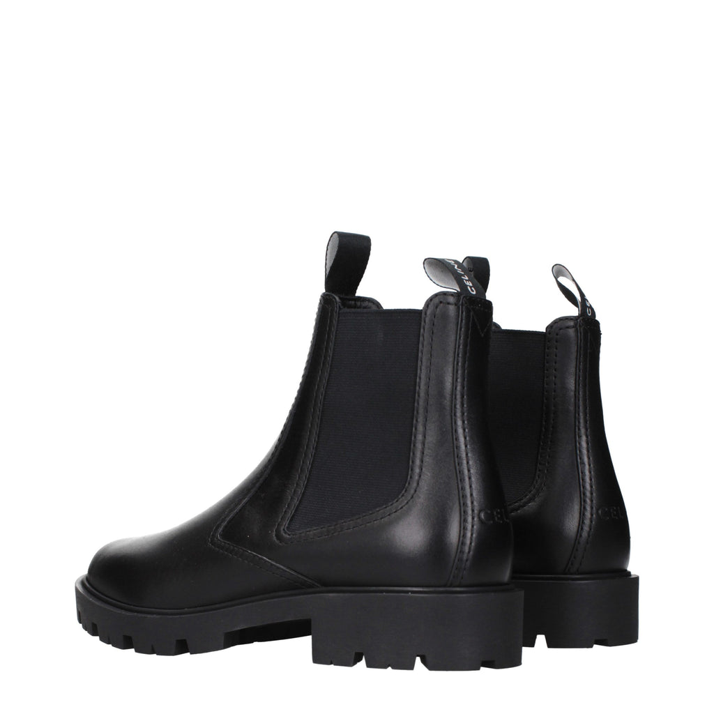Celine Black Leather Ankle Boots - Eljoys Fashion 