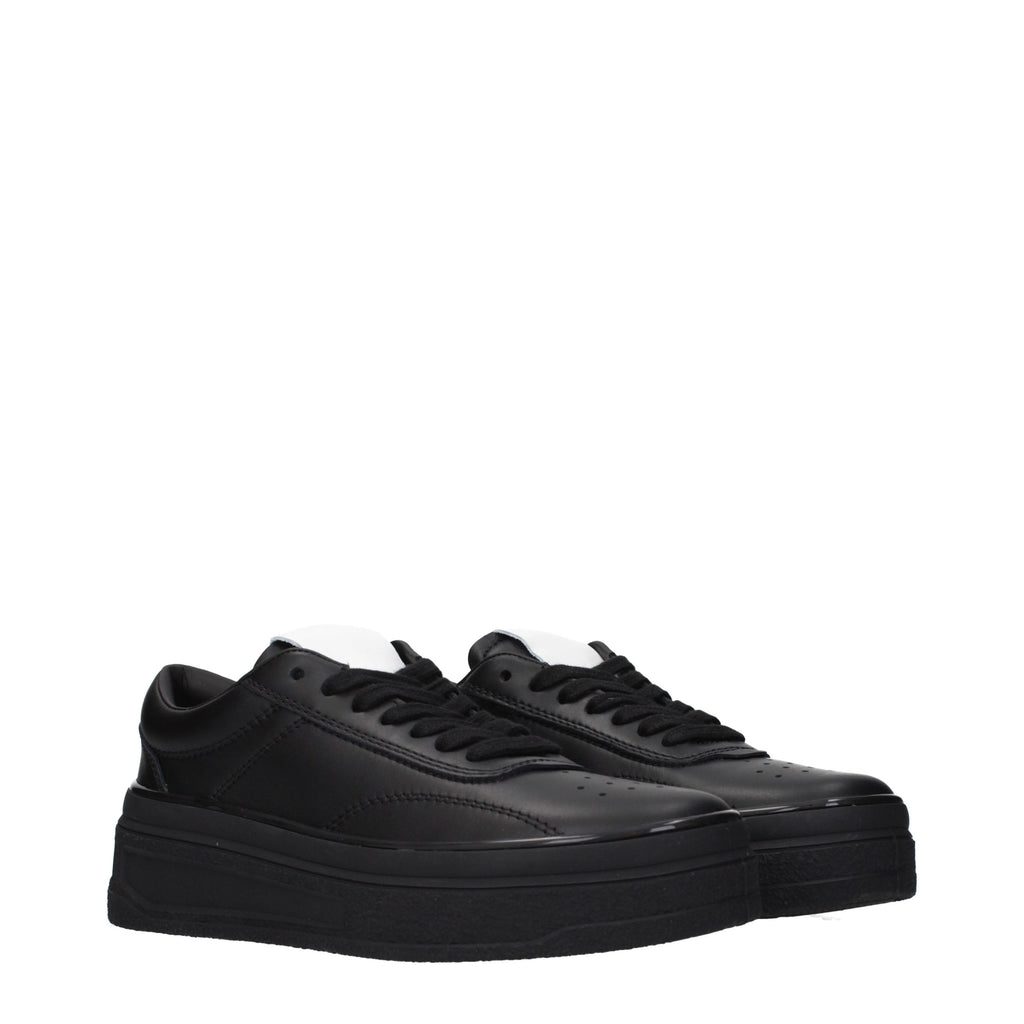 Jil Sander Black Leather Platform Sneakers - Eljoys Fashion 