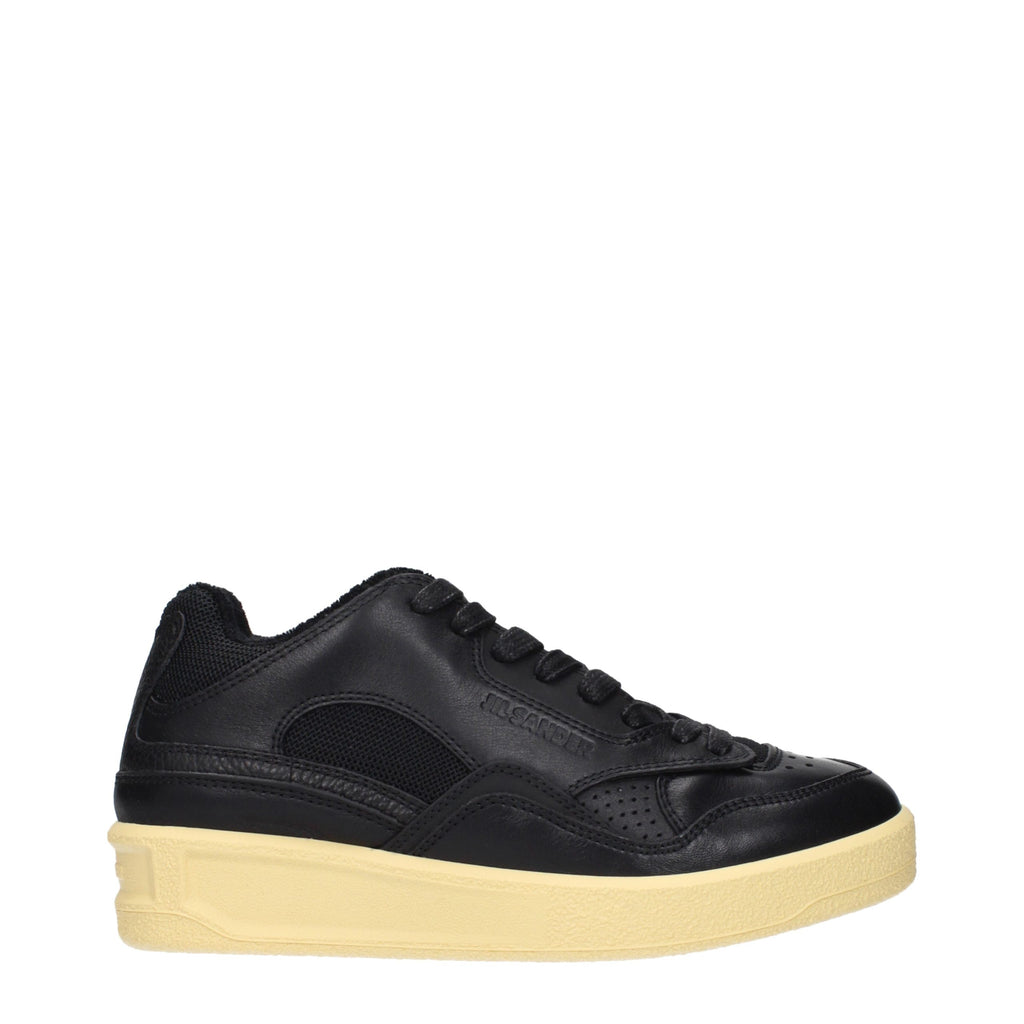 Jil Sander Black Leather Low Top Sneakers - Eljoys Fashion 