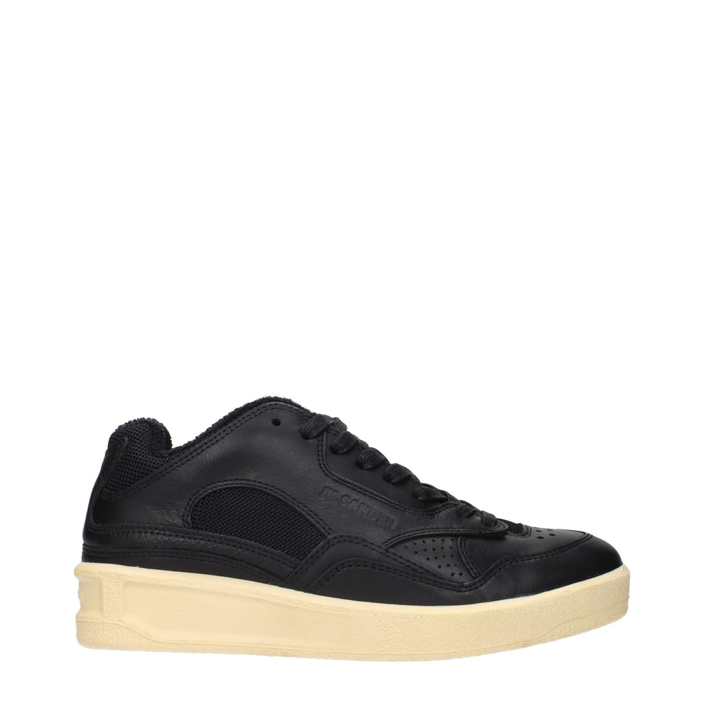 Jil Sander Black Leather Low Top Sneakers - Eljoys Fashion 