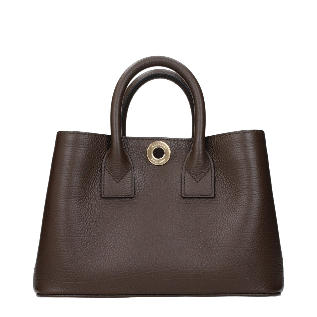 Burberry Brown Leather Handbag - Eljoys Fashion 