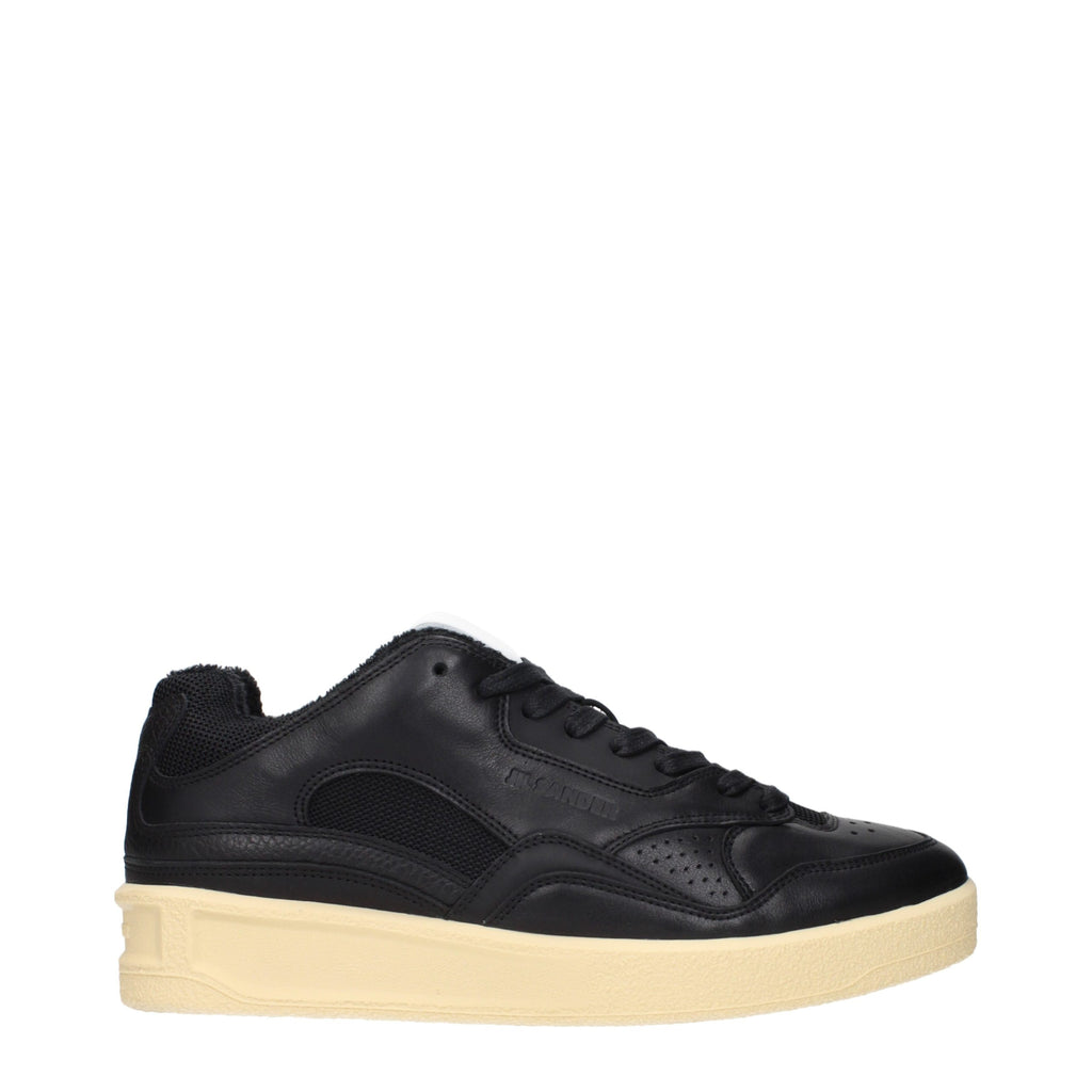 Jil Sander Black Leather Low Top Sneakers - Eljoys Fashion 